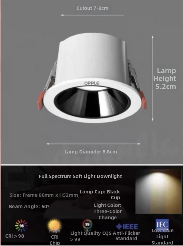 Downlight od aluminijske legure, 6-10W, CRI ≥90, 4000K/6000K