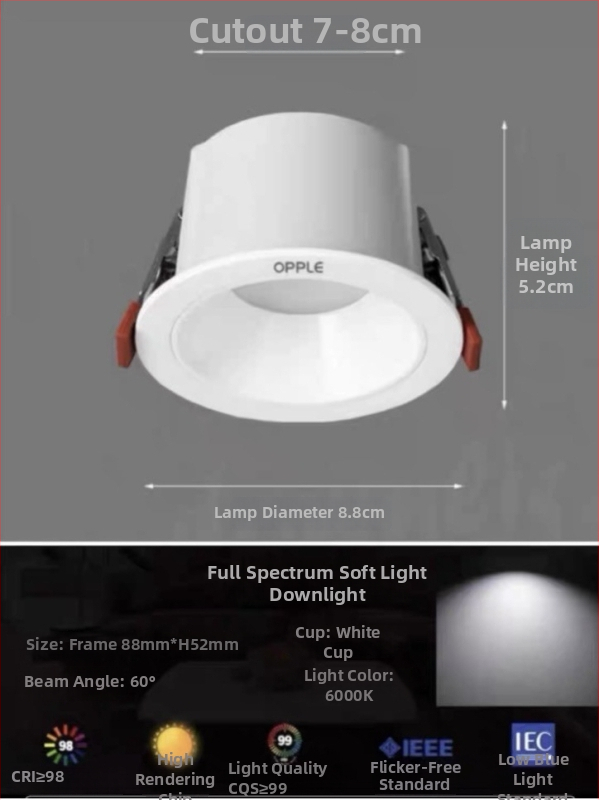 Downlight od aluminijske legure, 6-10W, CRI ≥90, 4000K/6000K