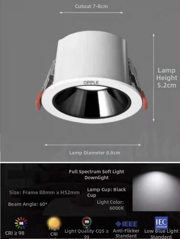 Downlight od aluminijske legure, 6-10W, CRI ≥90, 4000K/6000K