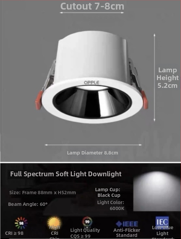Downlight od aluminijske legure, 6-10W, CRI ≥90, 4000K/6000K