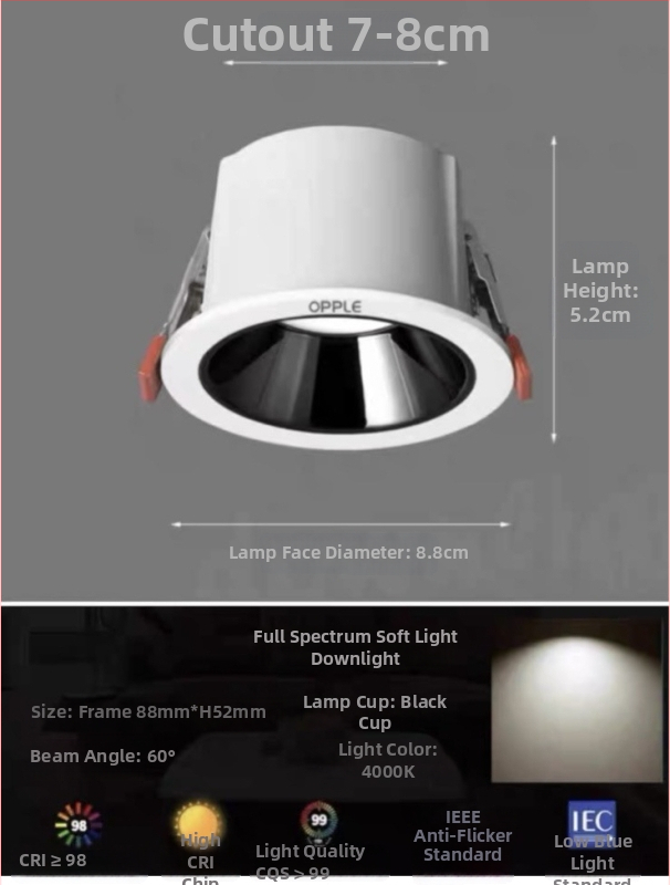 Downlight od aluminijske legure, 6-10W, CRI ≥90, 4000K/6000K