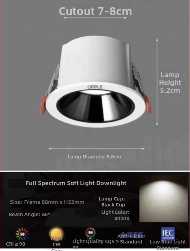 Downlight od aluminijske legure, 6-10W, CRI ≥90, 4000K/6000K