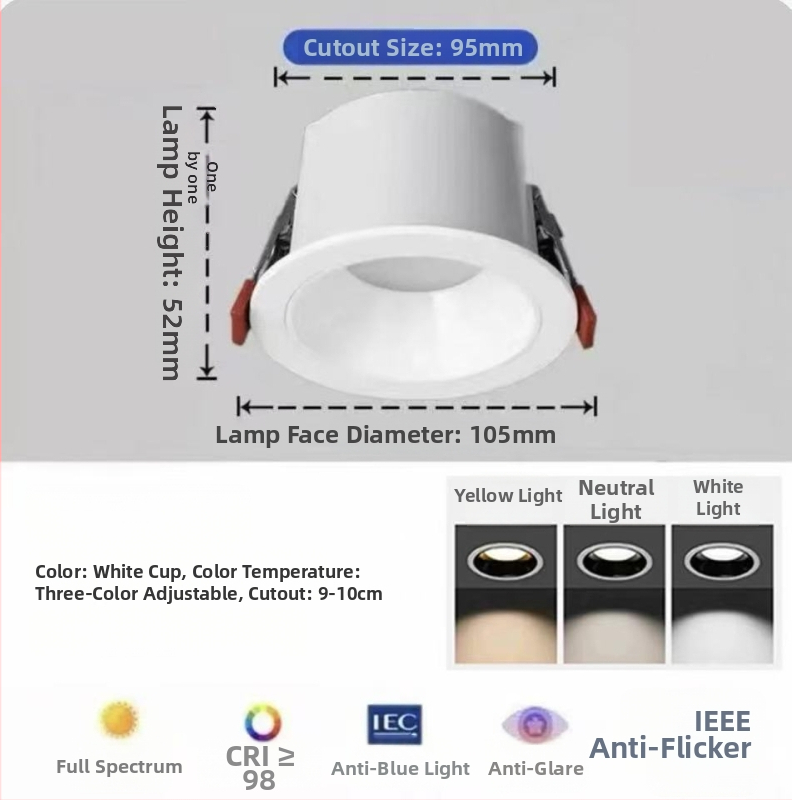 Downlight od aluminijske legure, 6-10W, CRI ≥90, 4000K/6000K
