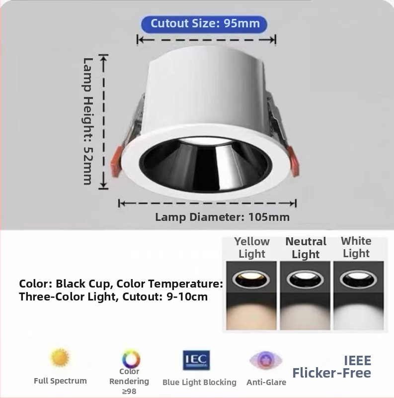 Downlight od aluminijske legure, 6-10W, CRI ≥90, 4000K/6000K