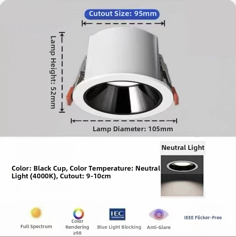 Downlight od aluminijske legure, 6-10W, CRI ≥90, 4000K/6000K