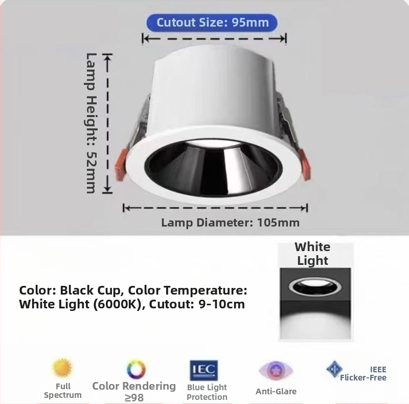 Downlight od aluminijske legure, 6-10W, CRI ≥90, 4000K/6000K