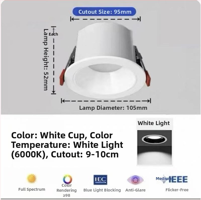 Downlight od aluminijske legure, 6-10W, CRI ≥90, 4000K/6000K
