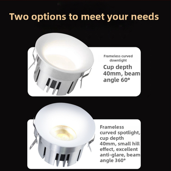 Bezokvirni zakrivljeni LED downlight, ugrađen, 220V, CRI≥90, aluminijsko kućište, skrivena instalacija