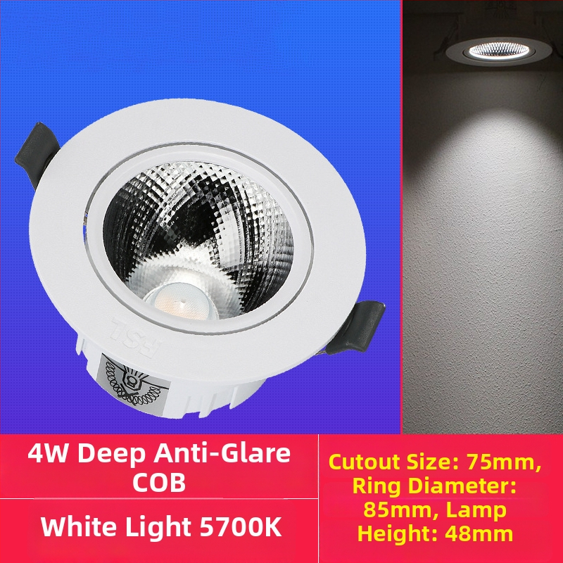 LED sisseehitatud lae prožektor anti-glare disainiga, 220V, seinakontroll, PVC korpus, CRI 70–79