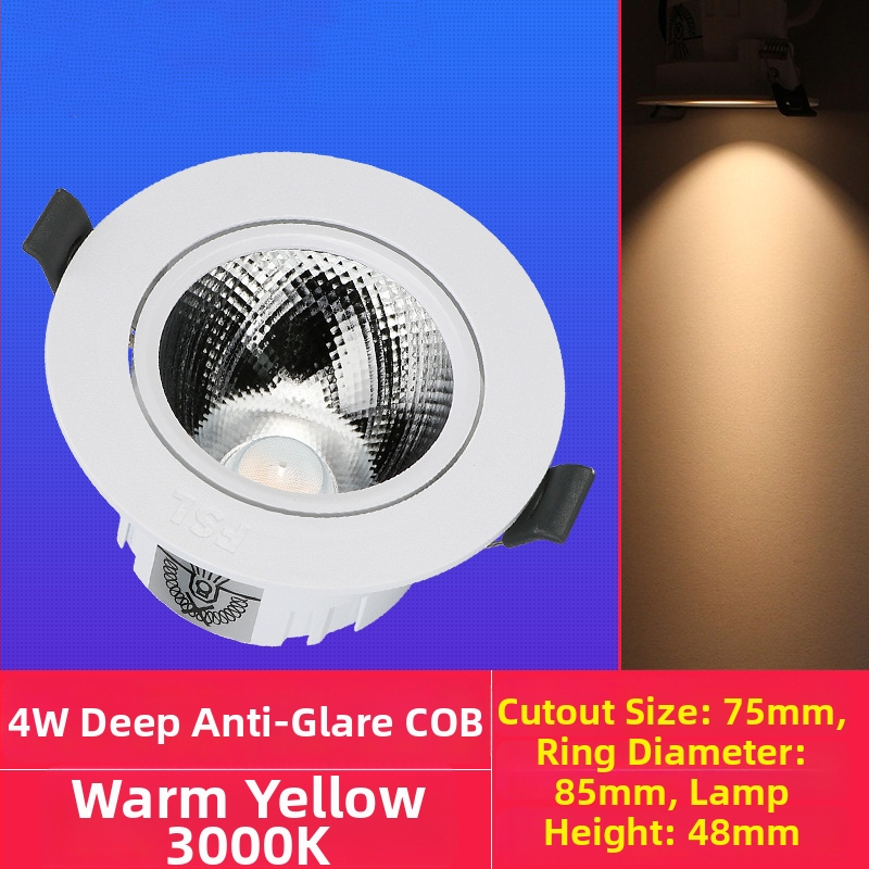 LED sisseehitatud lae prožektor anti-glare disainiga, 220V, seinakontroll, PVC korpus, CRI 70–79