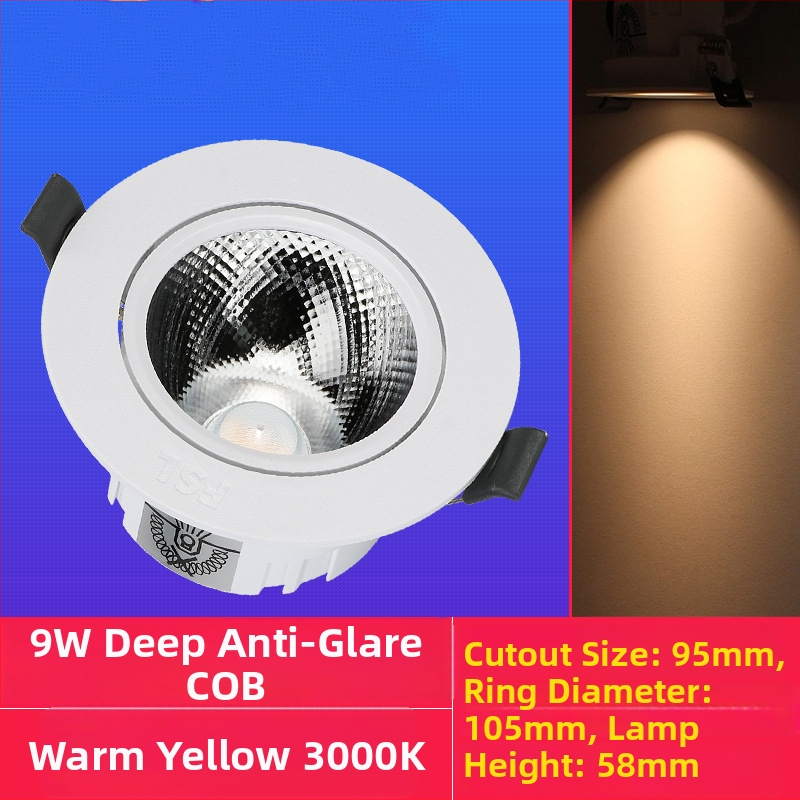 LED sisseehitatud lae prožektor anti-glare disainiga, 220V, seinakontroll, PVC korpus, CRI 70–79