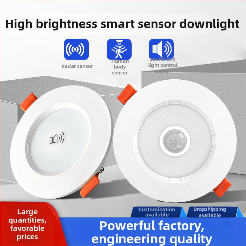 Vnútorná LED downlight s radarovým senzorom pohybu, skrytá inštalácia, inteligentné riadenie, 6–10W, 220V