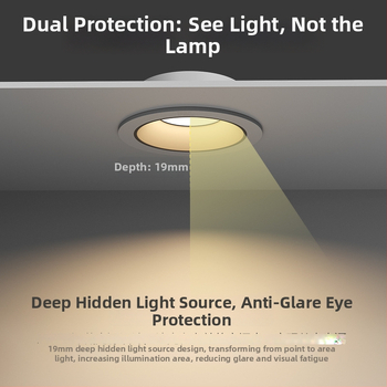 Downlight LED încastrat cu anti-orbire, cupă adâncă, pentru living și hol (LED, 220V, 6500K, CRI≥90, 15000h)