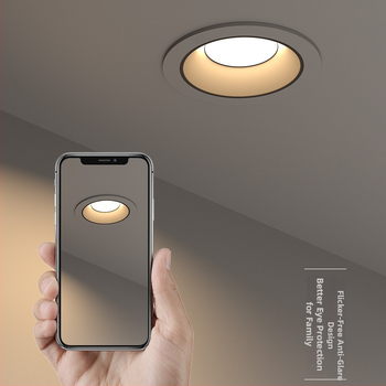 Downlight LED încastrat cu anti-orbire, cupă adâncă, pentru living și hol (LED, 220V, 6500K, CRI≥90, 15000h)