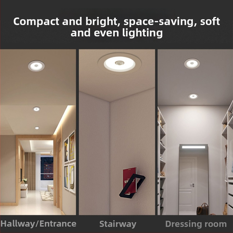 LED downlight ar ķermeņa sensoru, IR radaru un balss vadību, slēgta uzstādīšana, 220V, LED pērlītes 2835 x10, 6500K