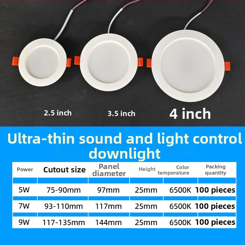 LED downlight kehaanduriga, infrapunaraadri ja hääle juhtimisega, peidetud paigaldus, 220V, LED helmed 2835 x10, 6500K