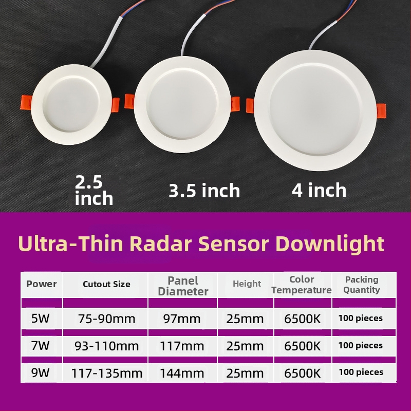 LED downlight kehaanduriga, infrapunaraadri ja hääle juhtimisega, peidetud paigaldus, 220V, LED helmed 2835 x10, 6500K
