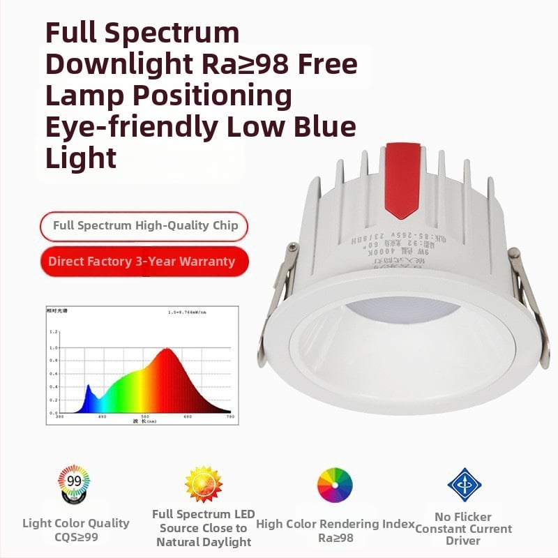 Downlight LED pentru living, montaj ascuns, CRI 90+, reglaj în trei nuanțe de culoare 3000K/4000K/6000K