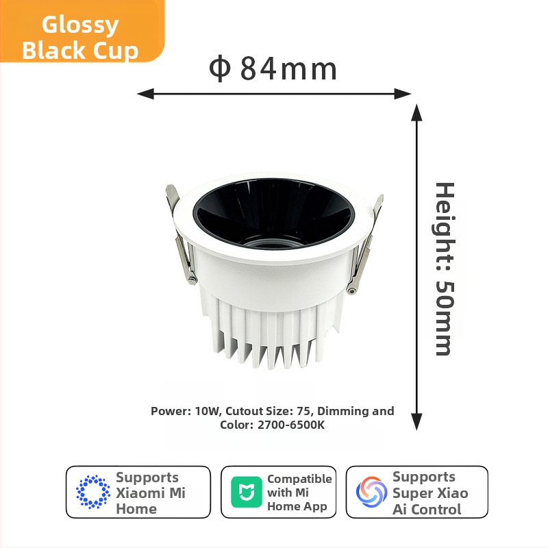 LED downlight încorporat în tavan, 6–10W, CRI ≥90, 2700–6500K, control inteligent prin aplicație