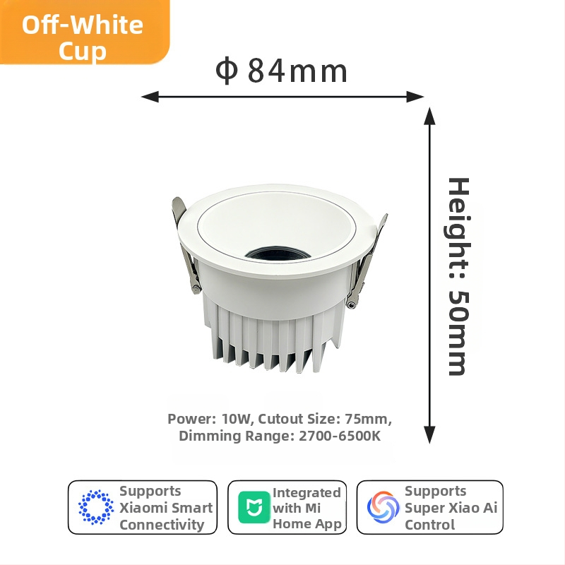 LED downlight încorporat în tavan, 6–10W, CRI ≥90, 2700–6500K, control inteligent prin aplicație