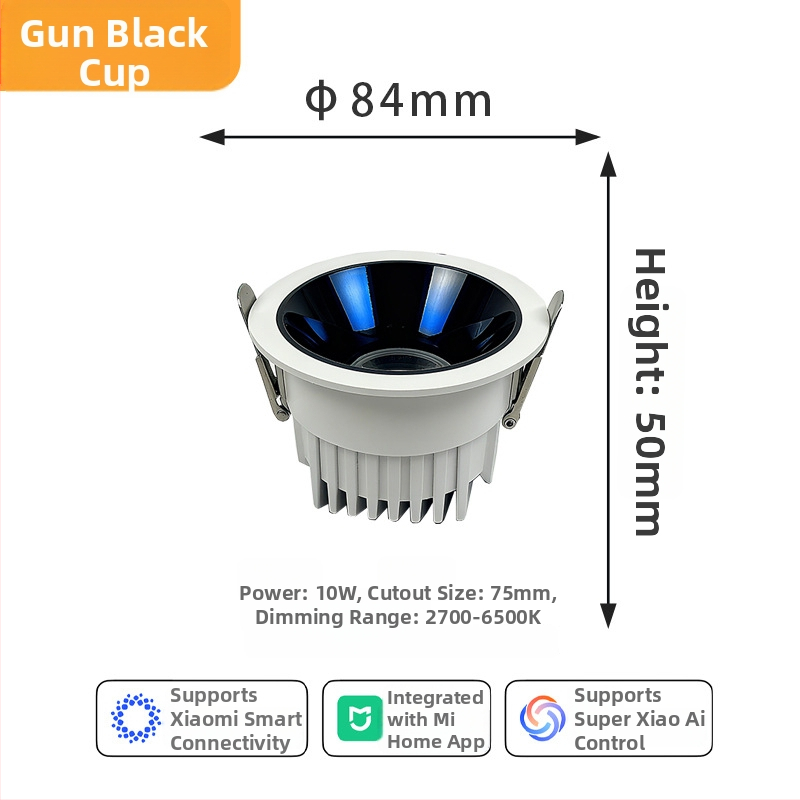 LED downlight încorporat în tavan, 6–10W, CRI ≥90, 2700–6500K, control inteligent prin aplicație