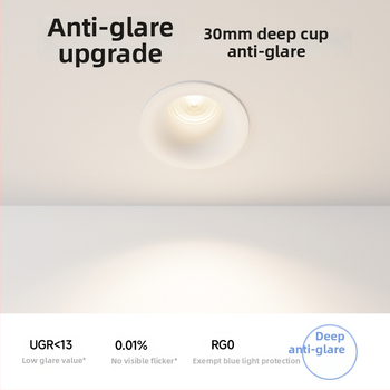 Raamita LED-downlight ümmarguse kumerdusega, sisseehitatud, COB LED, 220V, alumiiniumkorpus, ava 75 mm, üldmõõt 82 mm, 3000–6000K