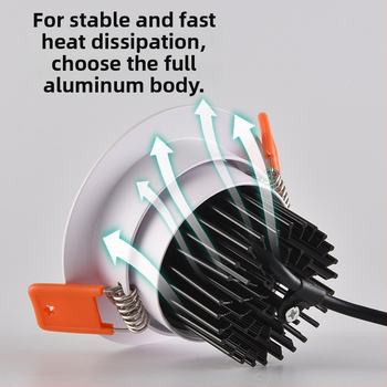 LED вградена таванна лампа с алуминиев корпус, 220V, CRI ≥95, бутонен превключвател