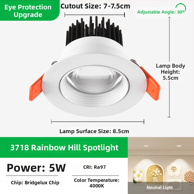 LED вградена таванна лампа с алуминиев корпус, 220V, CRI ≥95, бутонен превключвател