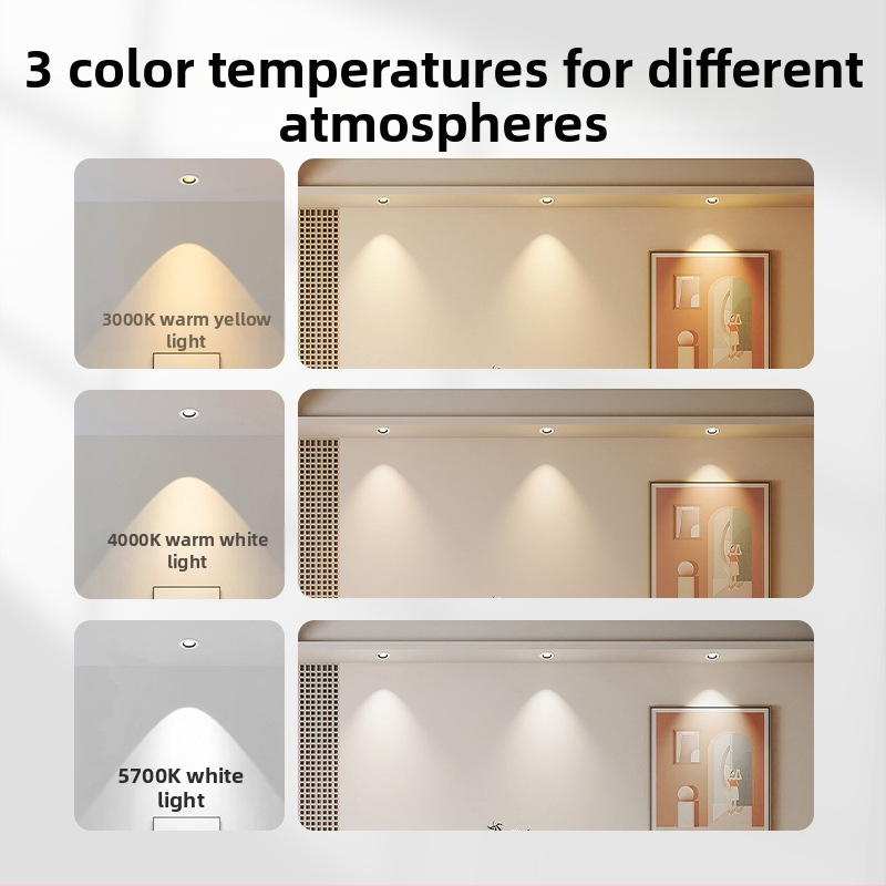 Įmontuotas COB LED prožektorius, aliumininis lubų šviestuvas, reguliuojamas spindulio kampas, CRI 80–89, 220V, Trio Aurora