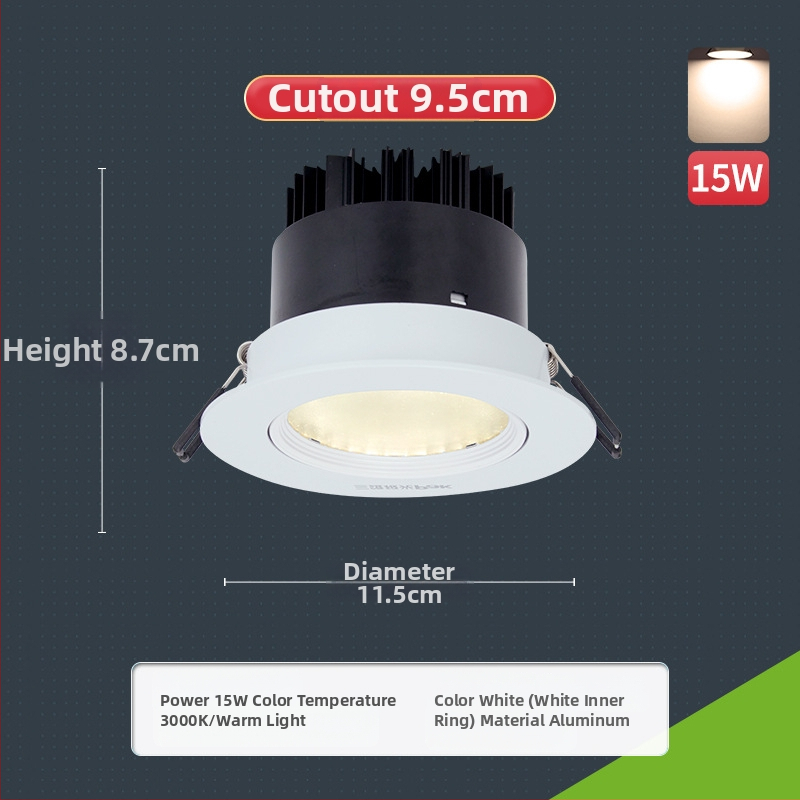 Paigaldatud COB LED prožektor, alumiiniumist laevalgusti, reguleeritav kiirgus, CRI 80–89, 220V, Trio Aurora