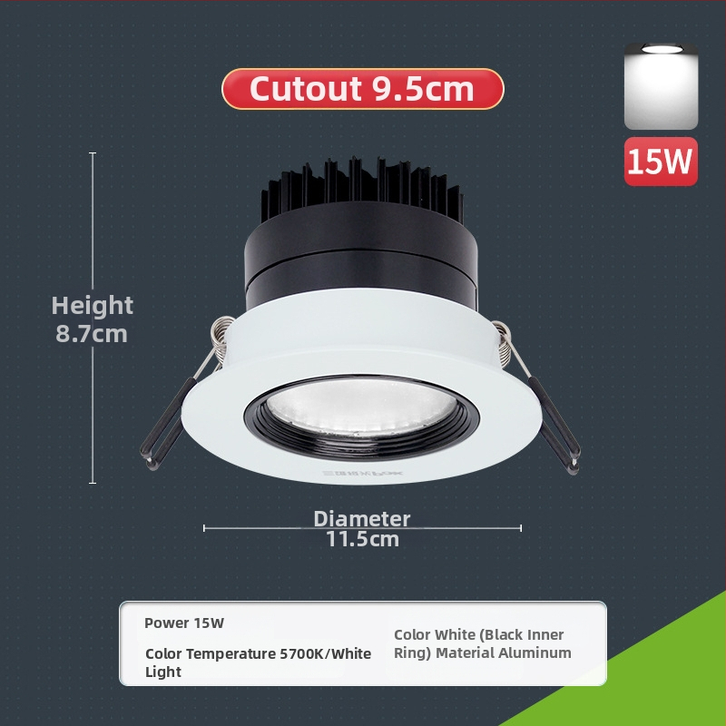 Paigaldatud COB LED prožektor, alumiiniumist laevalgusti, reguleeritav kiirgus, CRI 80–89, 220V, Trio Aurora