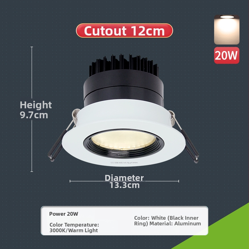 Paigaldatud COB LED prožektor, alumiiniumist laevalgusti, reguleeritav kiirgus, CRI 80–89, 220V, Trio Aurora
