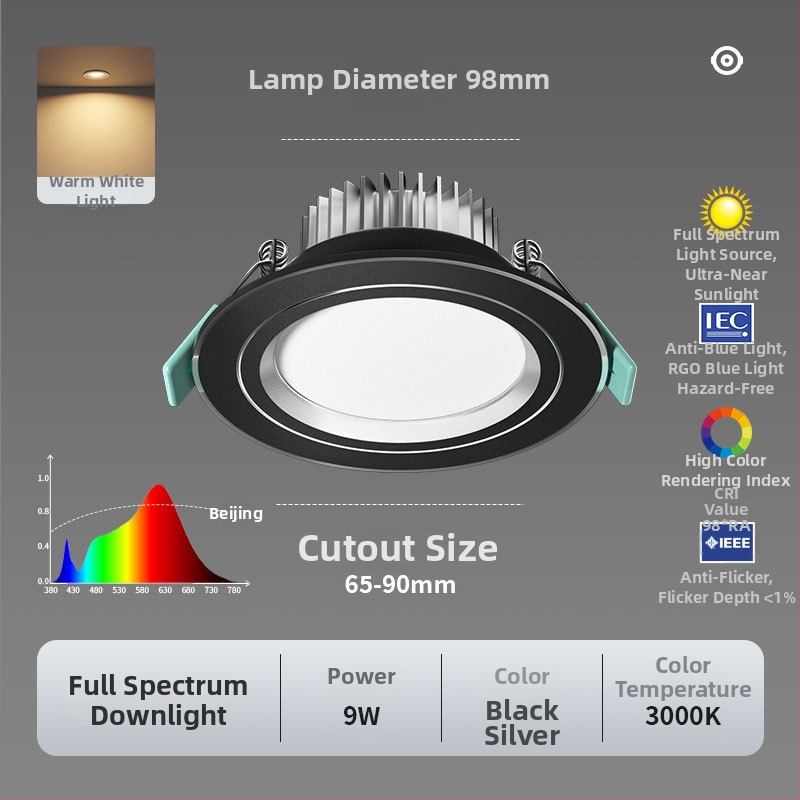 LED laevalgustus Downlight; täis spekter, anti-sinine valgus; CRI ≥90; 220V; peidetud paigaldus