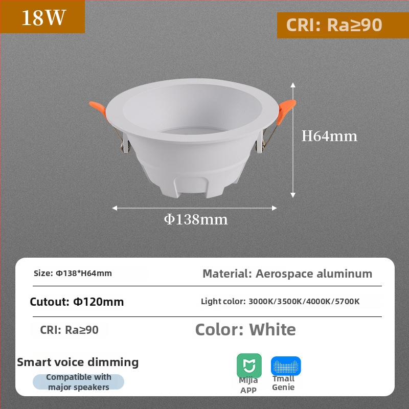 Downlight COB LED-iga, peidetud paigaldus, 220V, CRI ≥90, 3000K/3500K/4000K/5700K