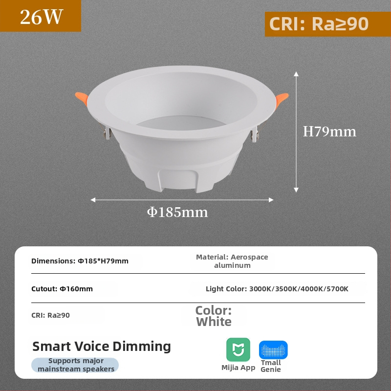 Downlight COB LED-iga, peidetud paigaldus, 220V, CRI ≥90, 3000K/3500K/4000K/5700K