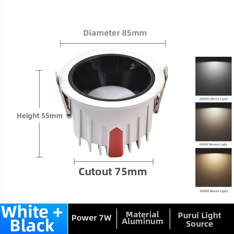 Downlight LED încastrat, instalație ascunsă, LED cu spectru complet, CRI ≥90, 220V