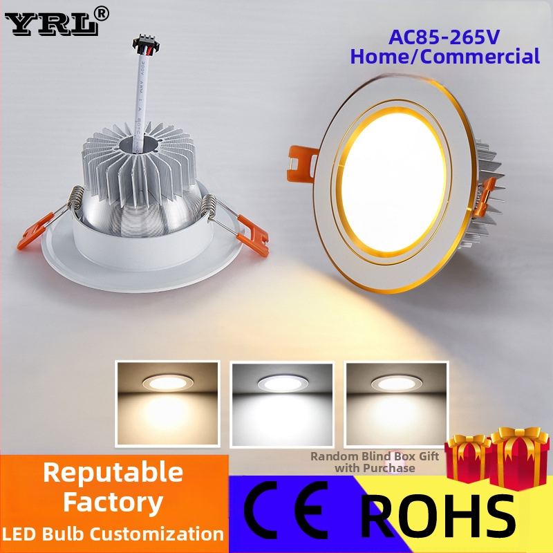 LED griestu downlight ar slēgtu uzstādīšanu, caurums 65–90 mm, 85–265V, 3000/4000/6000K, CRI 80–89, darba kalpošanas laiks 30 000 h
