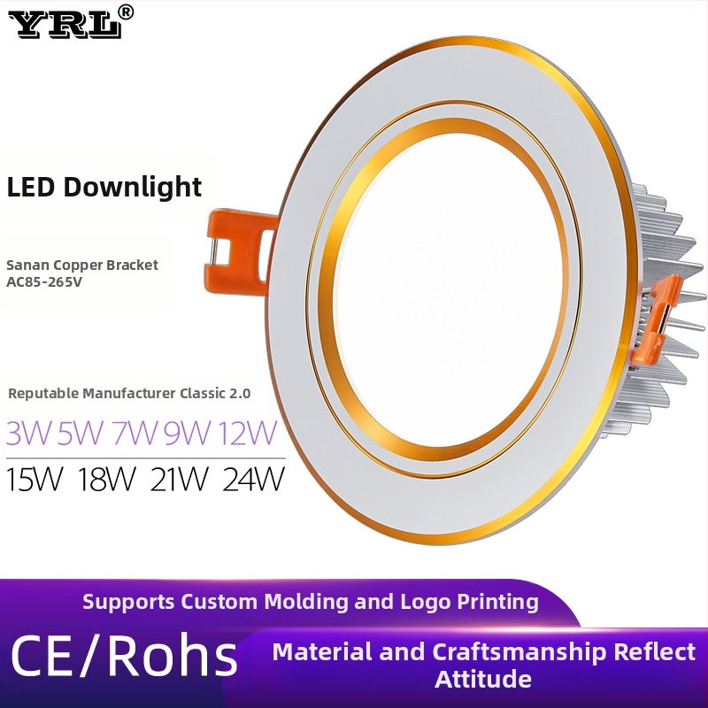 LED griestu downlight ar slēgtu uzstādīšanu, caurums 65–90 mm, 85–265V, 3000/4000/6000K, CRI 80–89, darba kalpošanas laiks 30 000 h