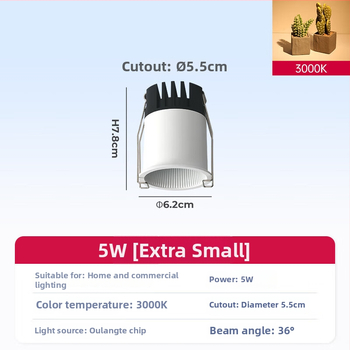 Sisse ehitatud COB prožektor elutoa lae jaoks, alumiiniumkorpus, 220V, CRI ≥95, nupulüliti