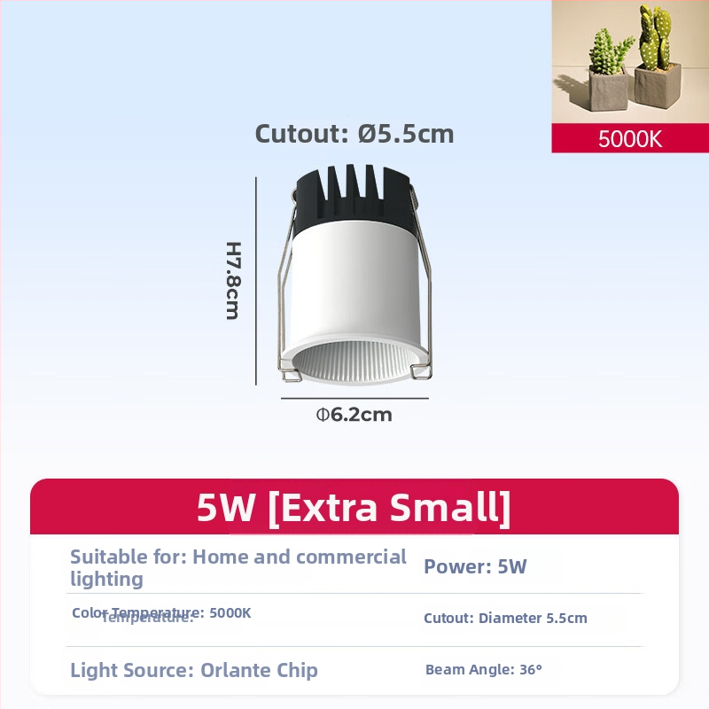 Sisse ehitatud COB prožektor elutoa lae jaoks, alumiiniumkorpus, 220V, CRI ≥95, nupulüliti