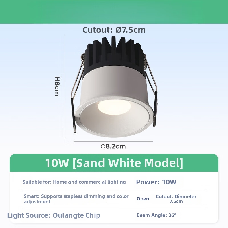 Sisse ehitatud COB prožektor elutoa lae jaoks, alumiiniumkorpus, 220V, CRI ≥95, nupulüliti