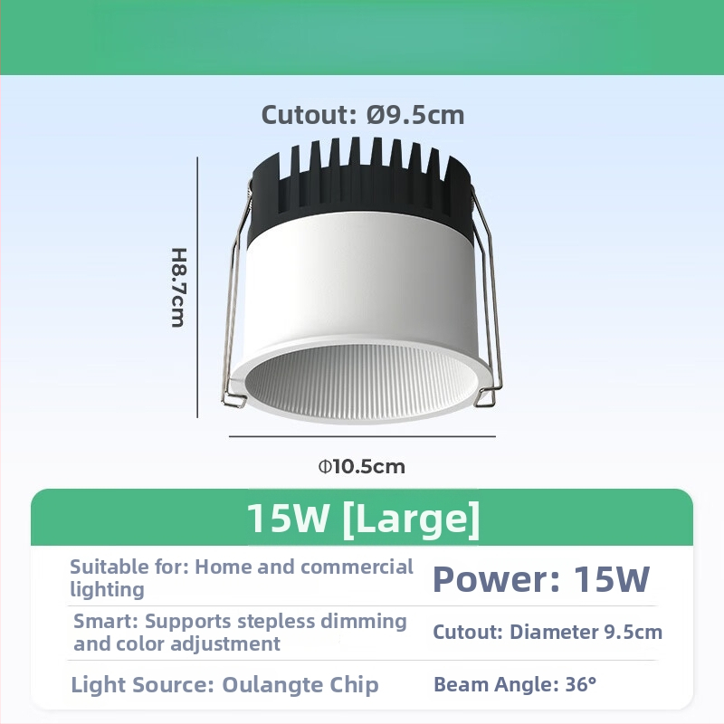 Sisse ehitatud COB prožektor elutoa lae jaoks, alumiiniumkorpus, 220V, CRI ≥95, nupulüliti