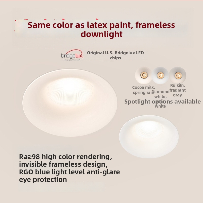 Spot LED încastrat fără ramă, anti-strălucire, 2700–6500K, 220V, corp din aluminiu, montaj ascuns, durată de viață 50.000 h