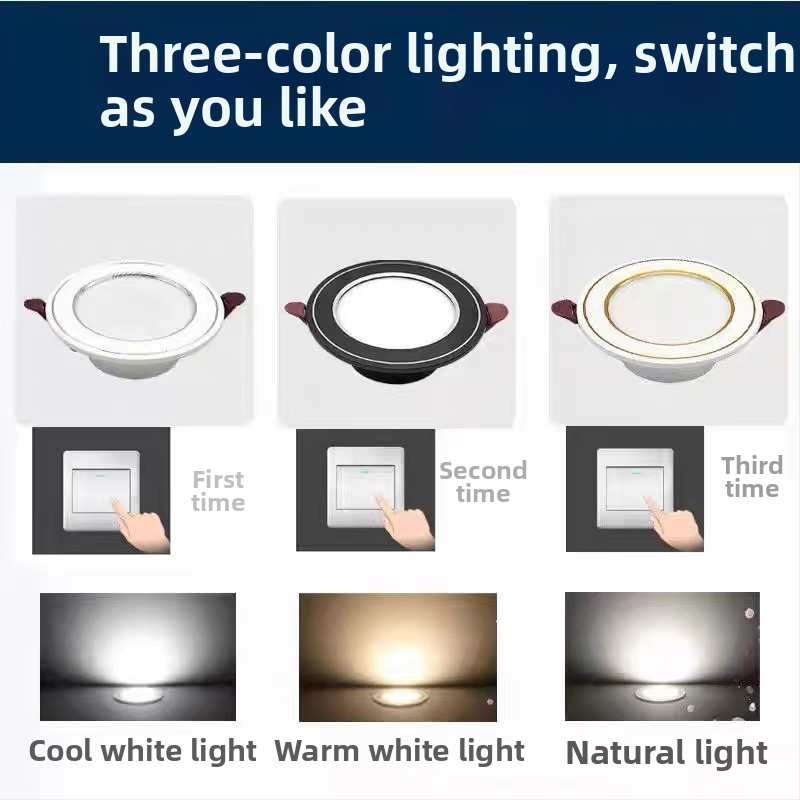 LED downlight încastrat pentru tavan, gaură 75 mm, corp 100 mm, 4500K, montaj ascuns