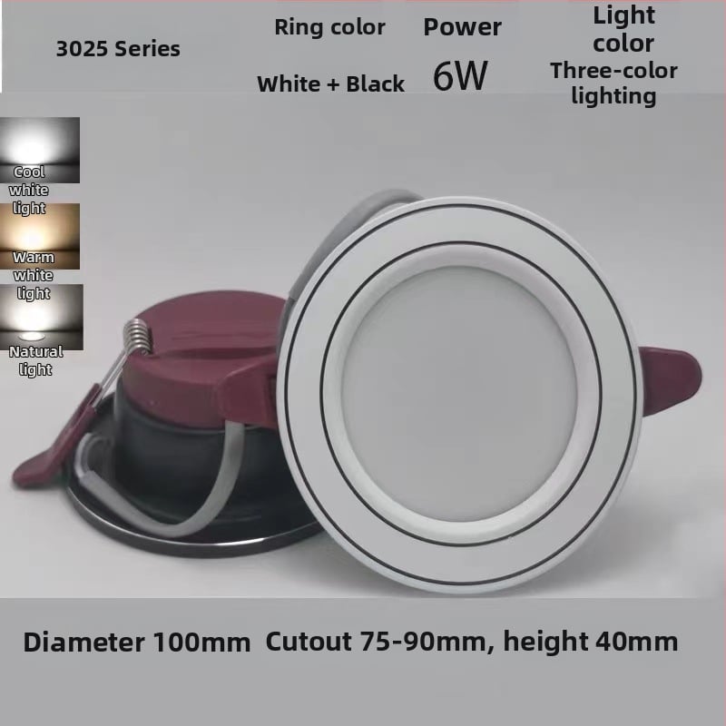 LED downlight încastrat pentru tavan, gaură 75 mm, corp 100 mm, 4500K, montaj ascuns