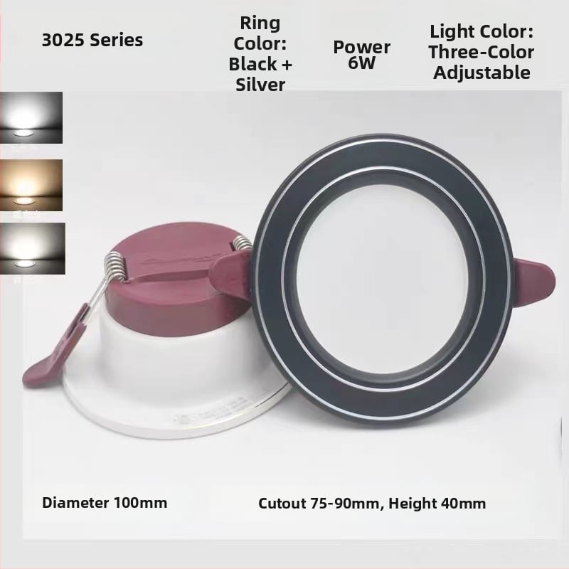 LED downlight încastrat pentru tavan, gaură 75 mm, corp 100 mm, 4500K, montaj ascuns