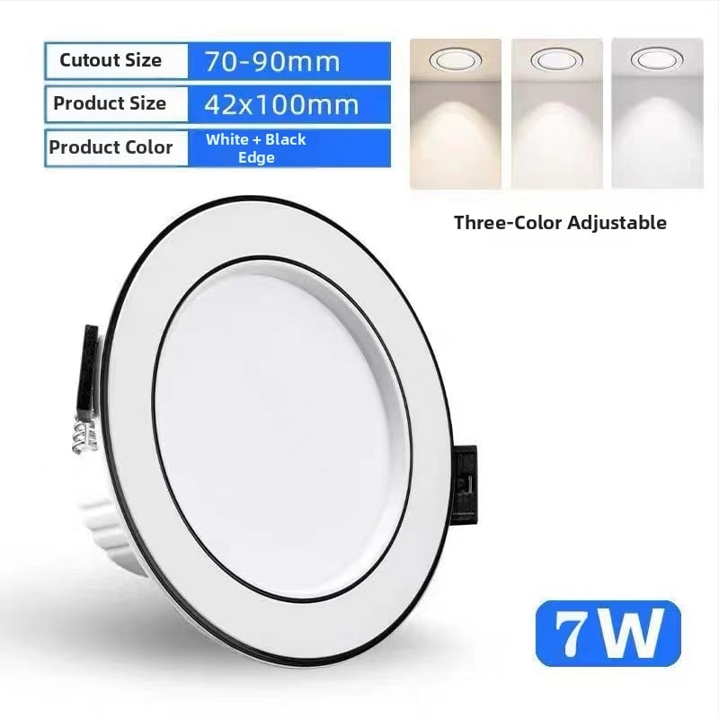 LED downlight încastrat pentru tavan, gaură 75 mm, corp 100 mm, 4500K, montaj ascuns