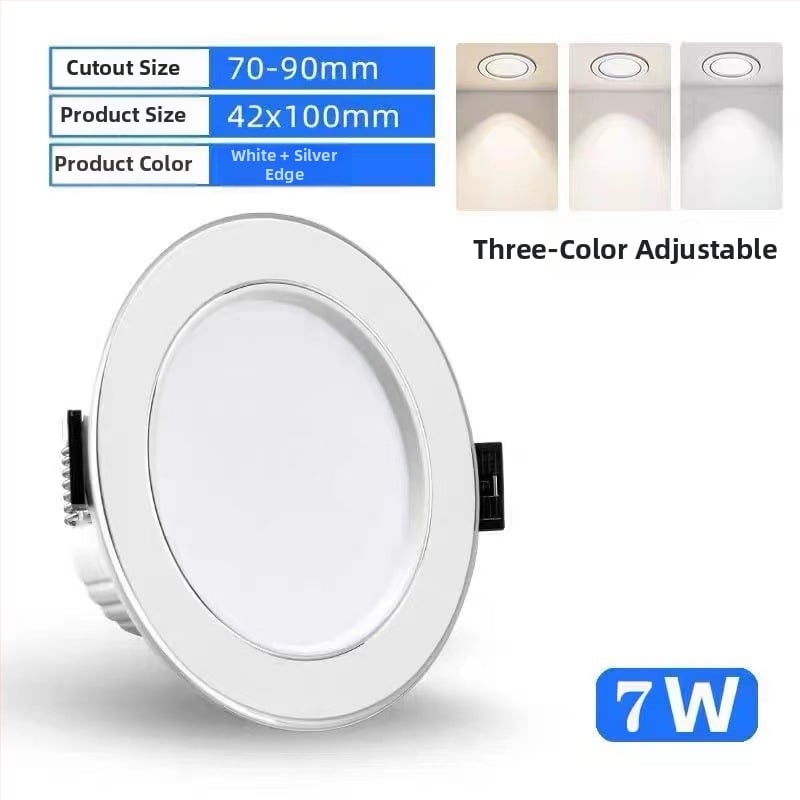 LED downlight încastrat pentru tavan, gaură 75 mm, corp 100 mm, 4500K, montaj ascuns