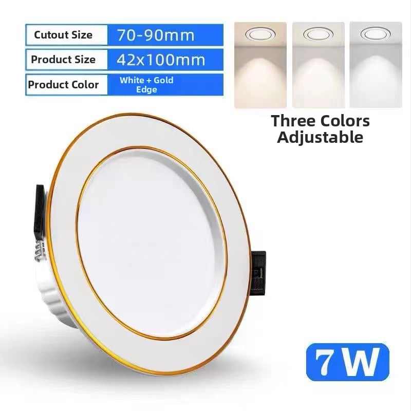 LED downlight încastrat pentru tavan, gaură 75 mm, corp 100 mm, 4500K, montaj ascuns