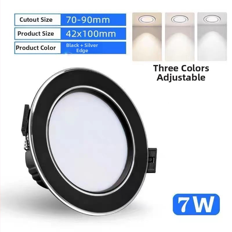 LED downlight încastrat pentru tavan, gaură 75 mm, corp 100 mm, 4500K, montaj ascuns